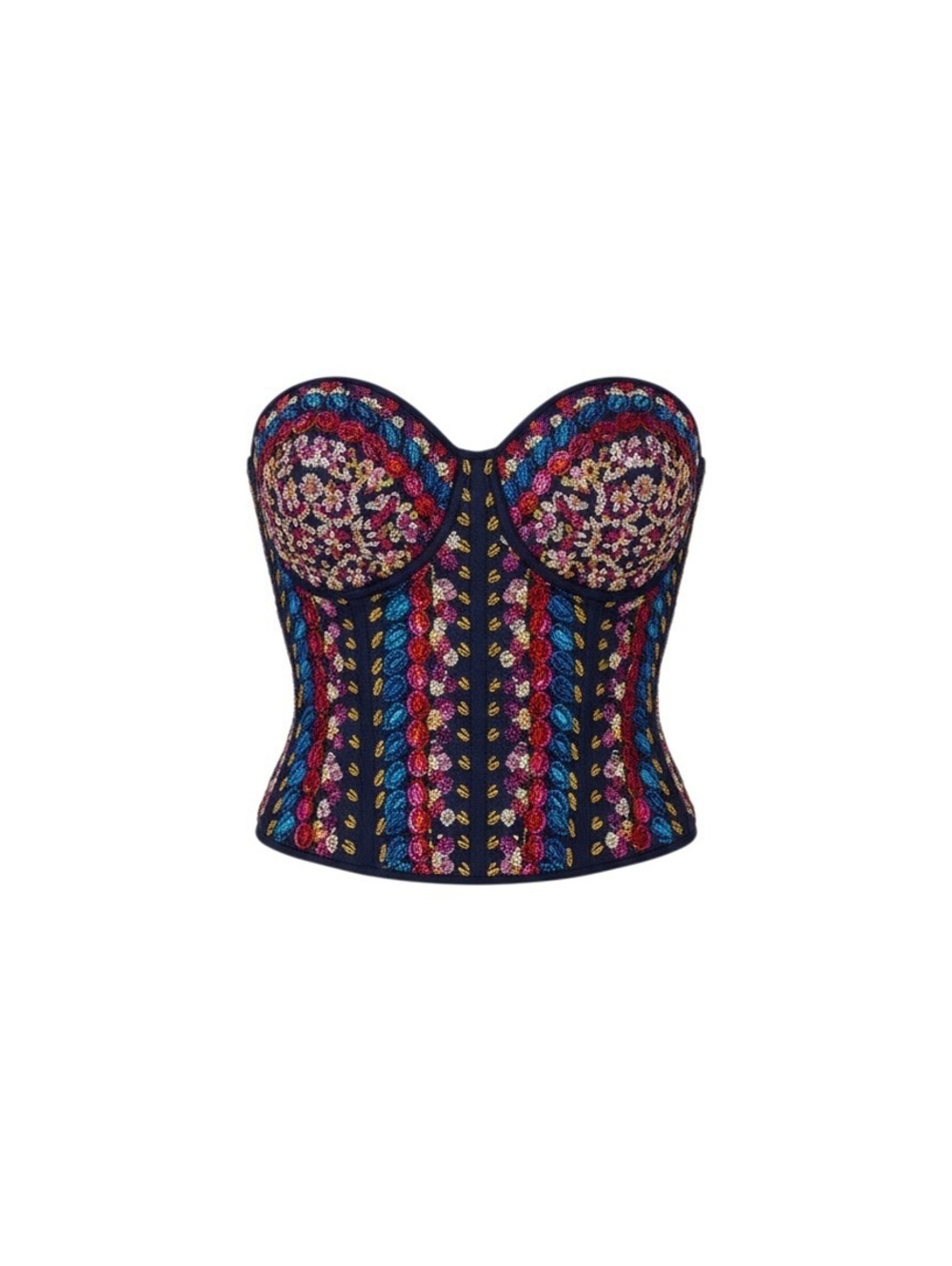 Denim Jewel Embellished Bustier Crop Top